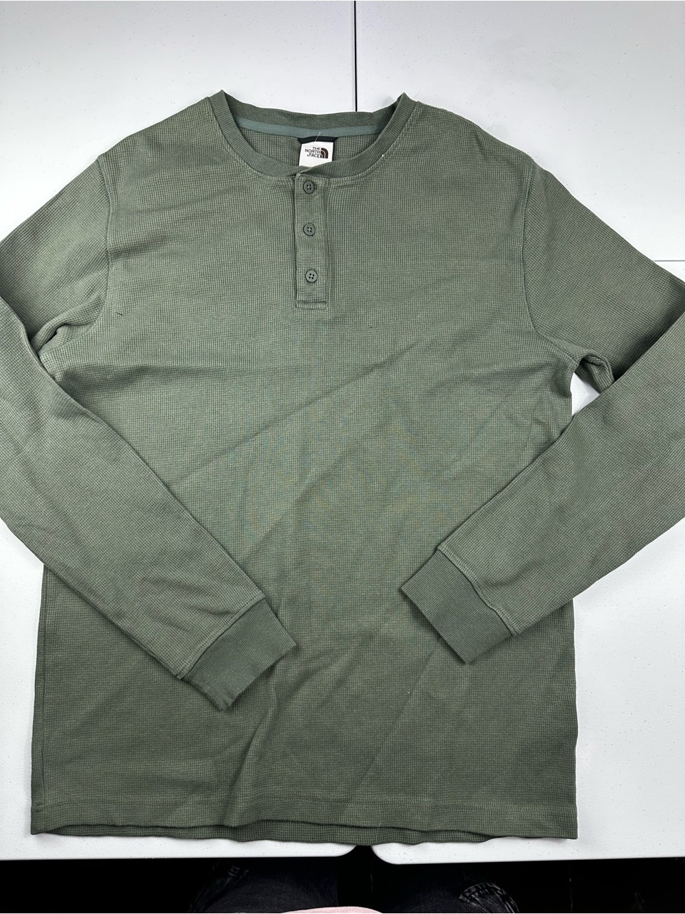 The North Face Men's Olive Green Henley Long-Sleeve Shirt
